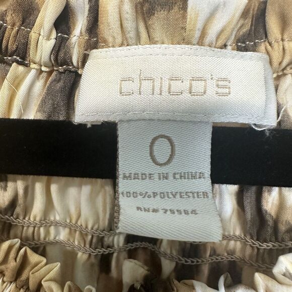 Chico's Leopard Print Peasant Boho Prairie Sheer 3/4 Top Blouse Size 0 (S) - Picture 5 of 11